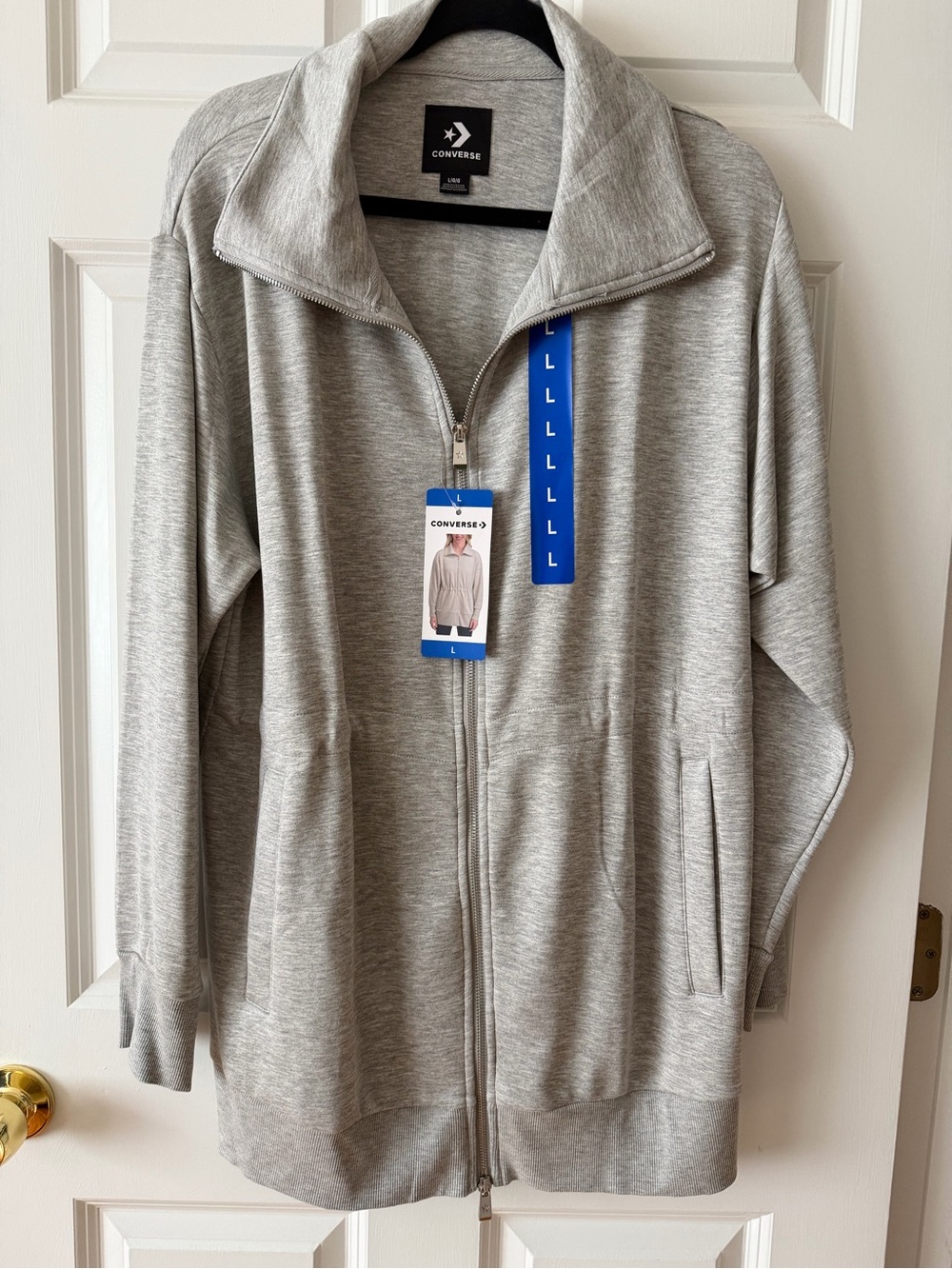 Converse Woman’s Heather Gray Full-Zip Sweatshirt Jacket